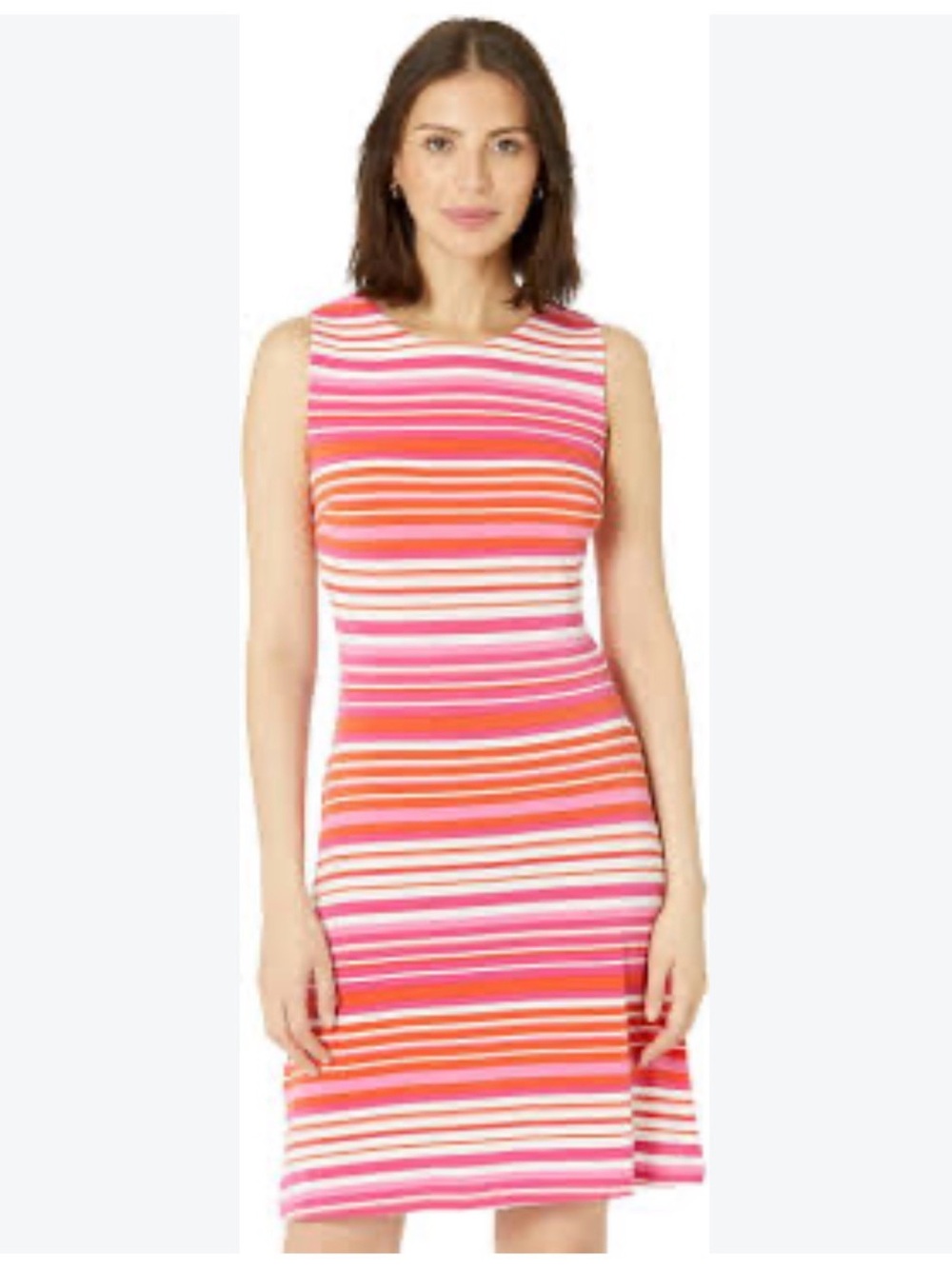 Tommy Hilfiger Pink & Orange Striped Sleeveless Sheath Dress